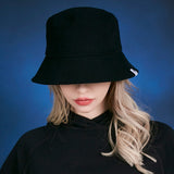 Herringbone label bucket hat BLACK