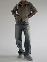 2WAYハイネックニットジップアップ / Two-way high-neck knit zip-up (2color)