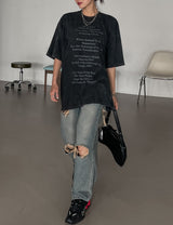 (UNISEX) ダメージチェッカーワイド デニム