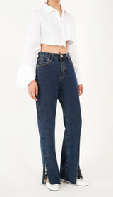 ワイドフィットスリットデニムパンツ/WIDE FIT SLIT DENIM PANTS [16627]