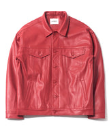 GB Synthetic Leather Trucker Jacket (Red)