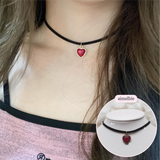 Burgundy Heart Earring and Choker Set