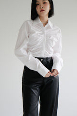 リンクルシアリングシャツ/Wrinkle Shirring Shirt (2color)