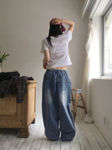 オフラインレタリングセミクロップ半袖Tシャツ