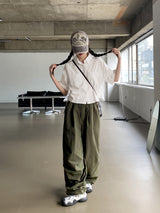 シャーリングストリング コットンクロップ 半袖シャツ /Gretel Shirring String Cotton Crop Short-Sleeve Shirt