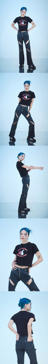 ラビットクロップTシャツ / RABBIT CROP T-SHIRTS(Bk)