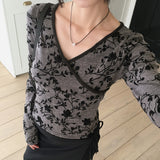 Zlin Paisley Velvet Flower Wrap Long Sleeve T-Shirt