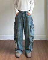 Strap carpenter cargo denim pants