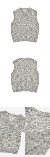 [24SS] SYMBOL LOGO MULTI COLOR V NECK KNIT VEST GREY