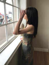 ロエルメッシュロングワンピースセット