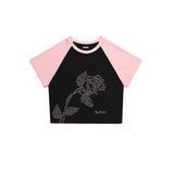 ローズ ラグラン クロップ T / CHARMS ROSE RAGLAN CROP T BK
