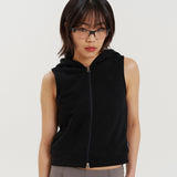 フロントカッティングフードベスト / FRONT CUTTING HOOD VEST BLACK