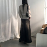 Yat Cat Sand Washed Maxi Denim Long Skirt