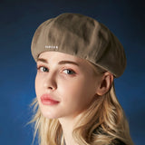embroidery newsboy cap Light KHAKI