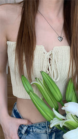 レイヤードニットチューブトップ / layered knit tube top