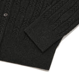 SMALL CHERRY CABLE CROP KNIT CARDIGAN [BLACK]