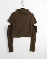 Nikun 起毛スリットポーラー T シャツ