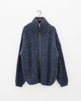 ケーブルハイネックジップアップカーディガン / Cable high neck zip-up cardigan (6color)