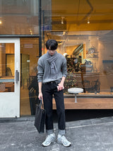 LMN Regular Roll-Up Denim Pants (Black)