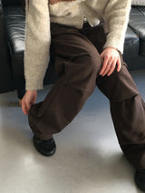 メルキットカットピンタックワイドコットンパンツ