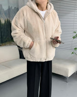 UI Mink Fur Hood Zip-Up Jumper (4 colors)