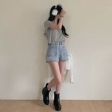 デイリーラベルセミクロップショートスリーブTシャツ