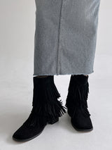 フリンジショートブーツ/Fringe Short Boots (2color)