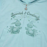 WITTY BUNNY BOUQUET GIRL CROP HOODIE ZIP UP [ICE]