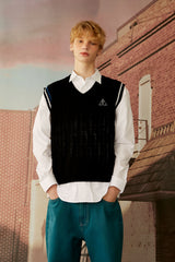 ケーブルニットベスト / 25P CABLE KNIT VEST_BLACK
