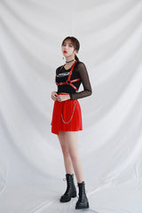 レイヤードロングスリーブメッシュトップ/TOP(6348) Layered Long Sleeve Mesh Tee