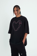 オーバーフィットラインドローイングTシャツ