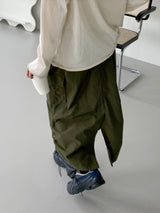 シネストリングナイロンカーゴバックスリットロングスカート / cine string nylon cargo back slit long skirt