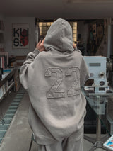 (UNISEX) ダブルパッチ羊起毛オーバーフード