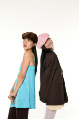 VELVET NEWSBOY CAP / BROWN
