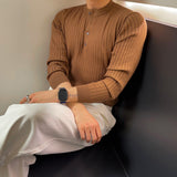 Button Placket Ribbed Knit Top (6684148334710)