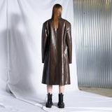 レザーシングルロングコート / Leather Single Long Coat (brown)