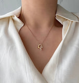ハートパールコンビネーションピュアシンプルネックレス / hu Heart pearl combination pure simple necklace (2 color)
