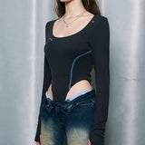 Line Stitch Bodysuit [Charcoal]