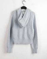 [Wool 15] ハインドツイストトッポッキボタンフードニット