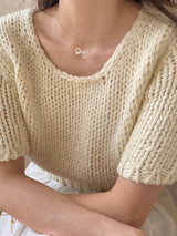 アイレットリボンパールネックレス / [925silver] Eyelet ribbon pearl necklace