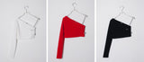 チェーンオフショルダークロップT/TOP(7002) Chain Off Shoulder Crop Tee