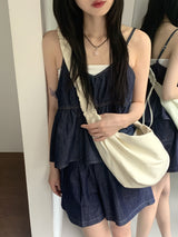 Denim Stitch V-Neck Bustier Sleeveless
