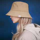 Herringbone label bucket hat BEIGE