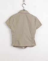Pave gopchang pleated shirring two-way nylon short-sleeved jacket