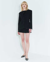 プリーツロゴテープミニスカート / Pleated Logo-Tape Mini Skirt _ Black