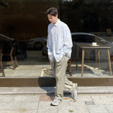 リネンビックオーバーシャツ/LinenLinen Big Overfit Crayon Stripe Shirt S81 Light Blue