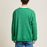 ラウンドネックワッフルカーディガン/DAMP ROUND-NECK WAFFLE CARDIGAN_GREEN