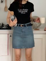 ルシャレタリングＴシャツ / LES CHATS LETTERING T-SHIRT BLACK