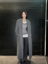 [UNISEX] Wool back button maxi long coat (Gray)