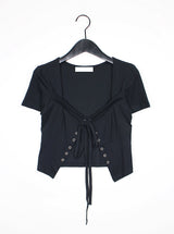 コルセットスクエアネックTシャツ / Corset Square Neck T-shirt (3color)